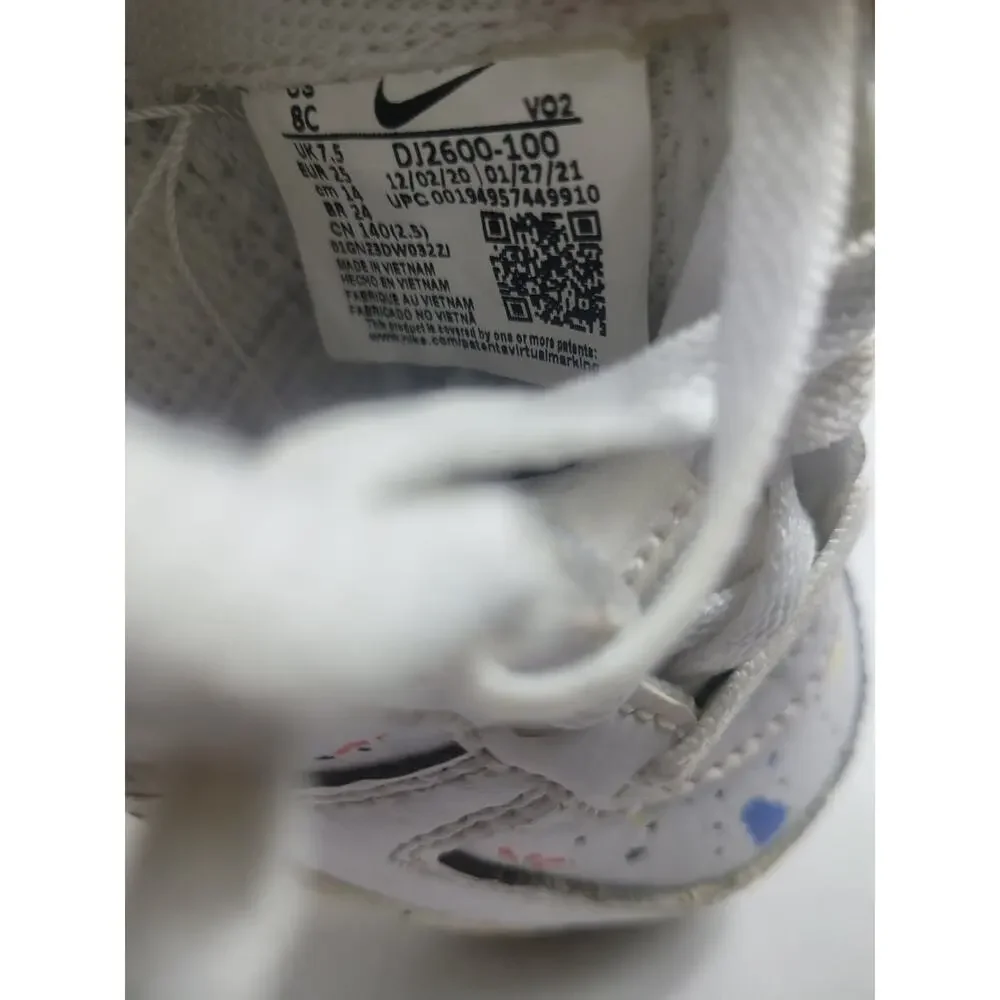 Nike Air Force 1 Paint Splatter - White' Toddler Shoes DJ2600-100 Size 8C